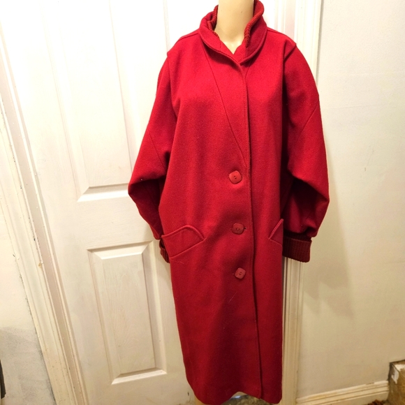 Vintage Rare Red Trench Coat Sz M/L Andover Fabric ForstMann